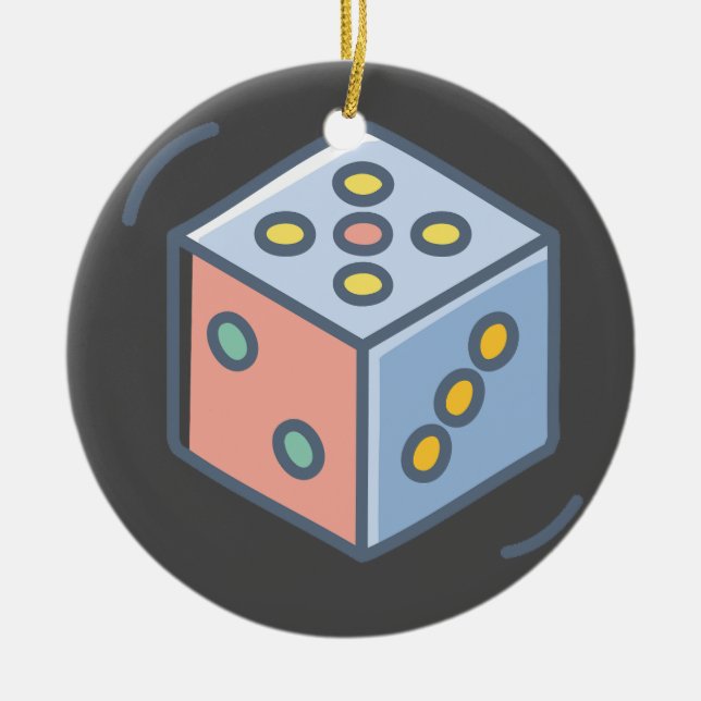 Dice Ceramic Tree Decoration (Front)