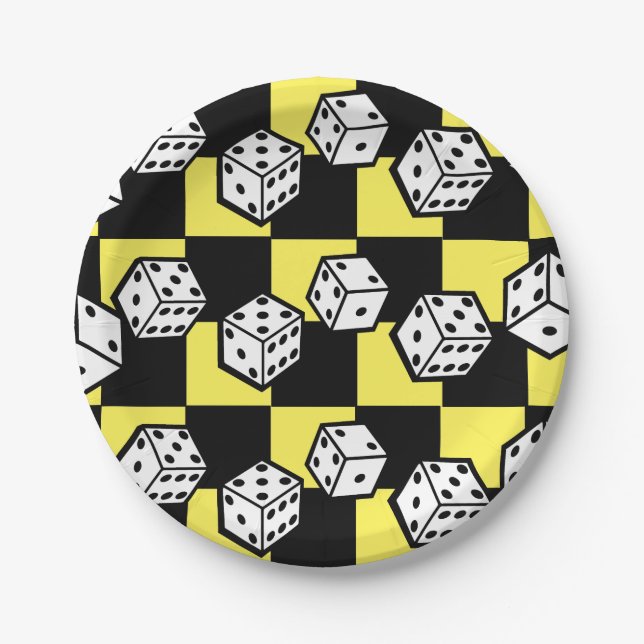 Dice for Bunco, Board Games, Vegas Night Party Paper Plate (Front)