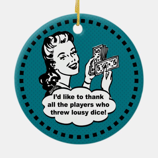 Dice Game Winner Ceramic Tree Decoration (Back)