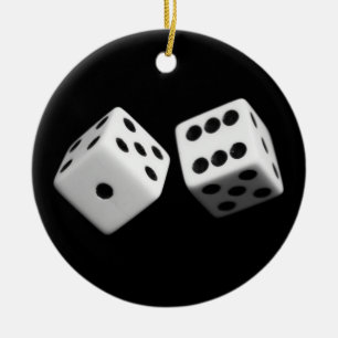 Dice in air on ornament