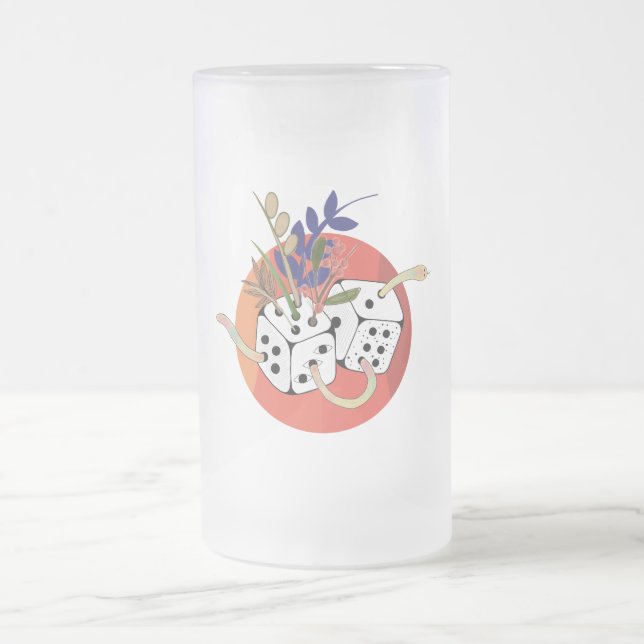 Dice in Parallel Universe Frosted Glass Beer Mug (Center)