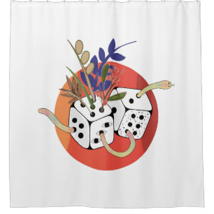 Dice in Parallel Universe Shower Curtain