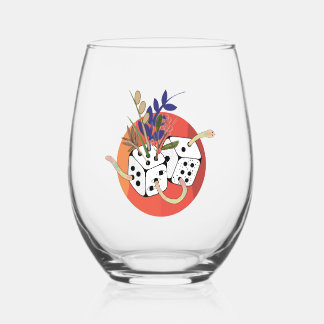 Dice in Parallel Universe Stemless Wine Glass