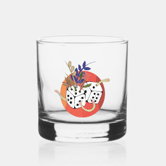 Dice in Parallel Universe Whiskey Glass
