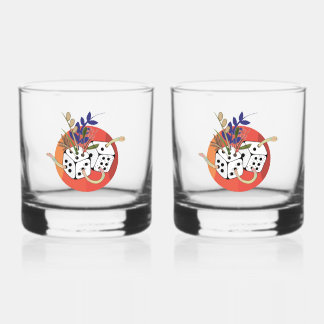 Dice in Parallel Universe Whiskey Glass