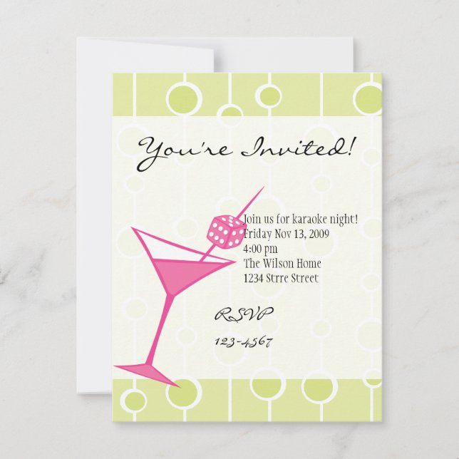 Dice Martini One Invitation (Front)