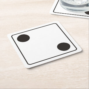 DICE numbers of pips 2 + your backgr. Square Paper Coaster
