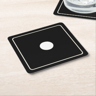 DICE numbers of pips white 1 + your backgr. Square Paper Coaster
