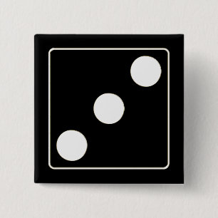 DICE numbers of pips white 3 + your backgr. 15 Cm Square Badge
