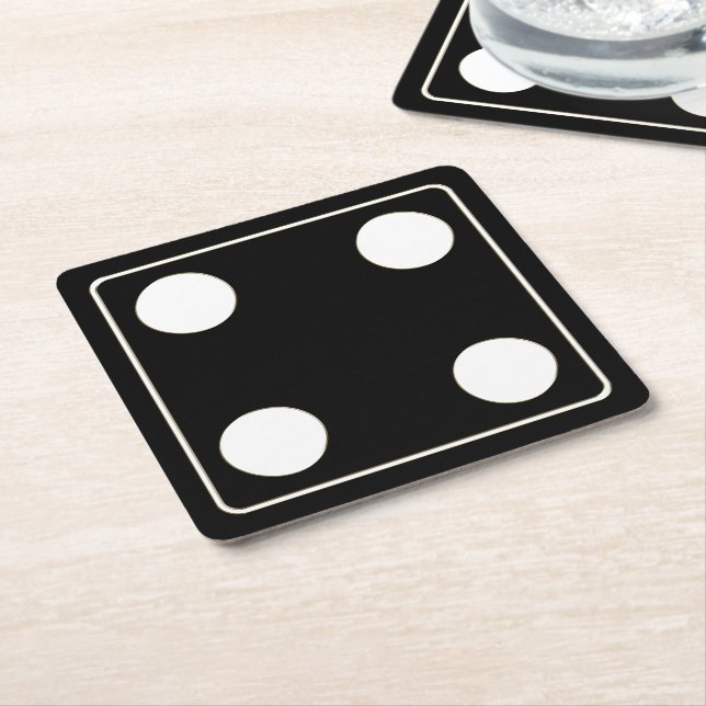 DICE numbers of pips white 4 + your backgr. Square Paper Coaster (Angled)