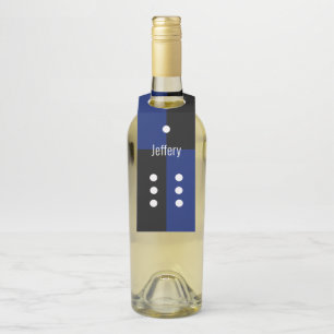 Dice polka dot dice pattern blue/black bottle tag