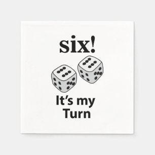 Dice Rolling Six It's My Turn Roll Dice Party Napkin