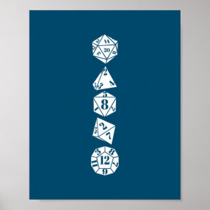 Dice w20 w12 w8 RPG table top game geometry role Poster