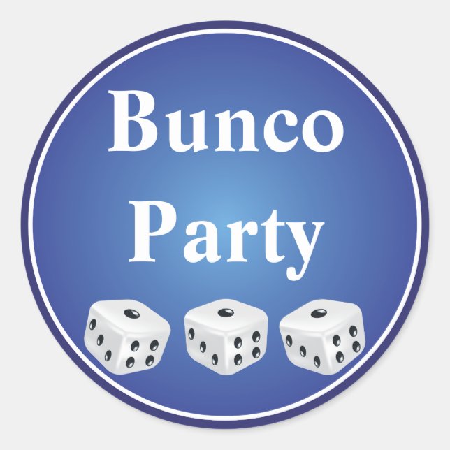 dice with blue circle customisable classic round sticker (Front)