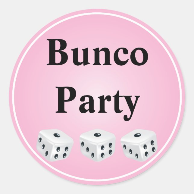 dice with pink circle customisable classic round sticker (Front)