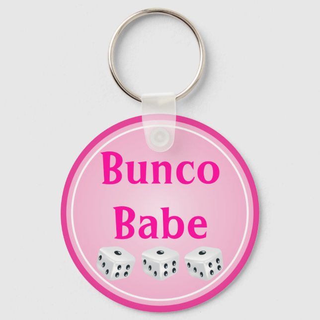 dice with pink circle customisable key ring (Front)