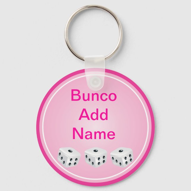 dice with pink circle customisable key ring (Front)