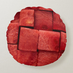 Diced watermelon round cushion