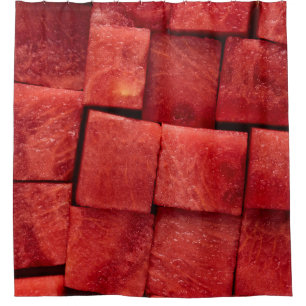 Diced watermelon shower curtain