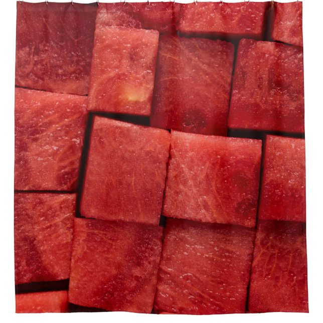Diced watermelon shower curtain (Front)