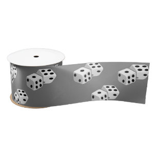 Dices on grey pattern satin ribbon