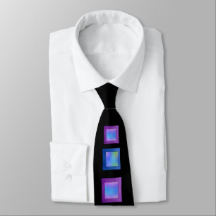 Dichroic Iridescent Fused Glass Look Black Modern Tie