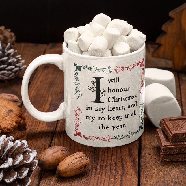 Dickens A Christmas Carol Scrooge Quote Victorian  Coffee Mug (Make it a Victorian Christmas with this holiday mug with Scrooge's vow set in vintage typography.
)