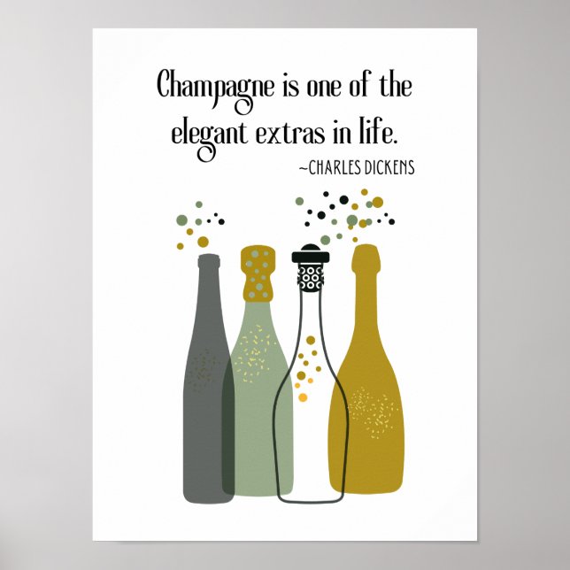 Dickens Champagne Midcentury Bar Cart Art Poster (Front)
