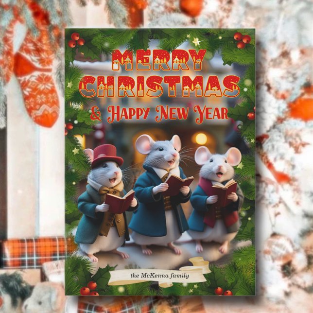 Dickens Christmas Carol Singing Mice Christian  Holiday Card (Creator Uploaded)