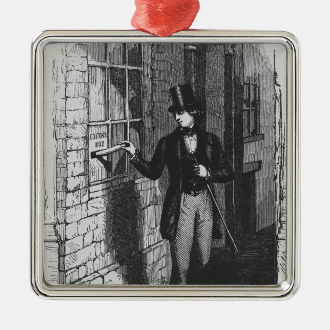 Dickens placing his first literary metal tree decoration (Front)
