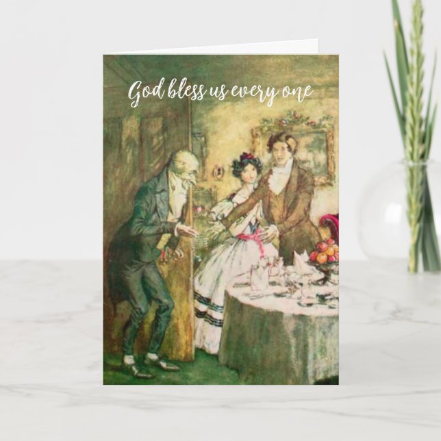 Dickens Scrooge Vintage Illustration Christmas Card (Front)