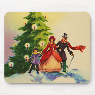 Dickens style Christmas illustration Mouse Mat