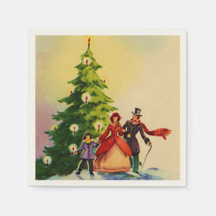 Dickens style Christmas illustration Napkin