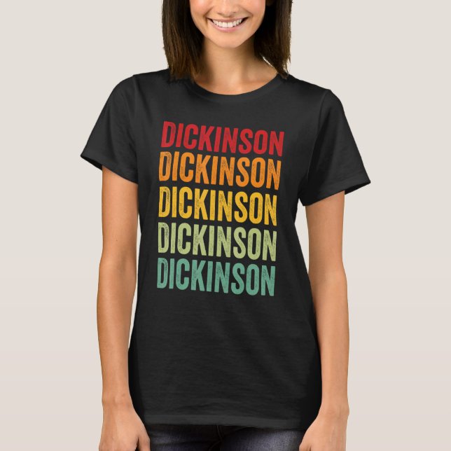 Dickinson County Kansas Rainbow Text Design T-Shirt (Front)