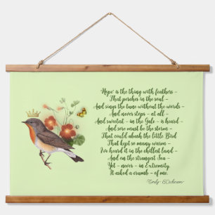 Dickinson Hope Poem & Crown Bird Hanging Tapestry