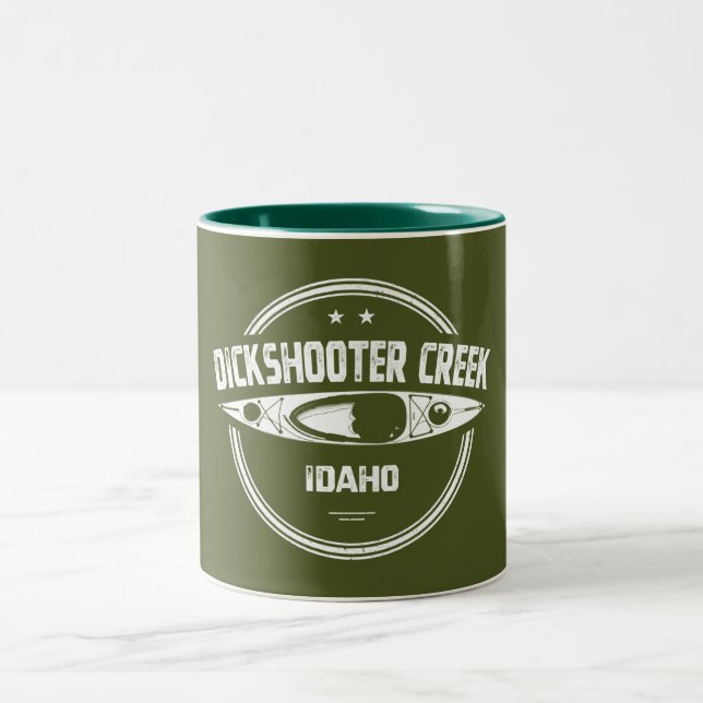 Dickshooter Creek Idaho Kayaking Two-Tone Coffee Mug (Center)