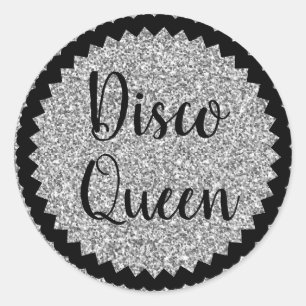 Dico Queen Silver Glitter Classic Classic Round Sticker