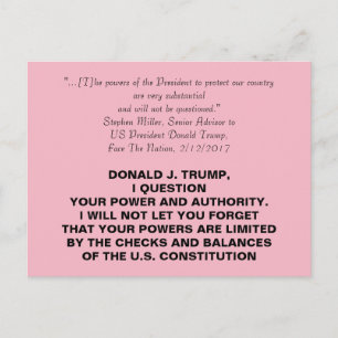 Dictator Trump Checks and Balances Resistance Postcard