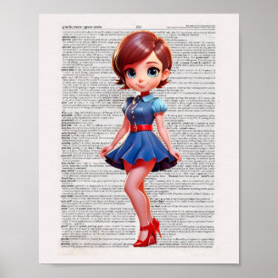 Dictionary Art Cartoon Pin UP Poster