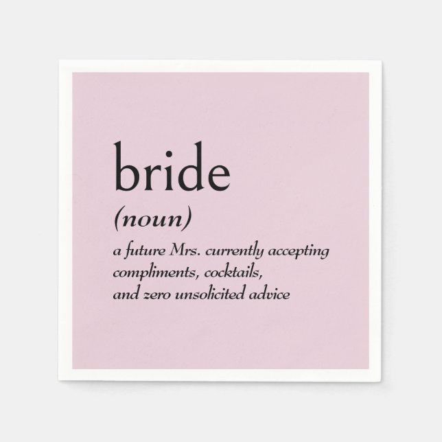 Dictionary Definition for BRIDE Napkin (Front)
