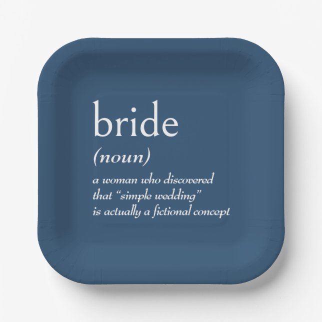 Dictionary Definition for BRIDE Paper Plate (Front)