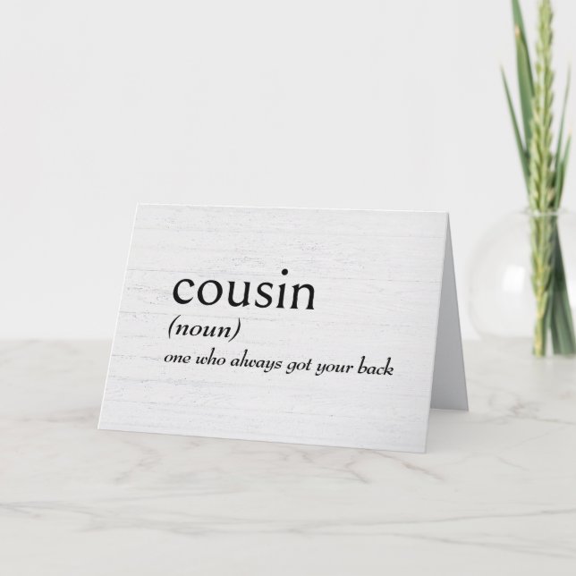 Dictionary Definition For COUSIN Card (Front)