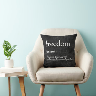 Dictionary Definition For FREEDOM on Black Cushion