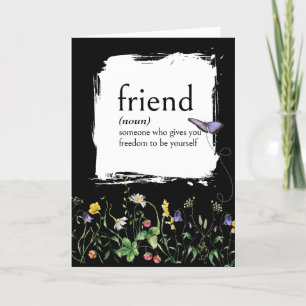 Dictionary Definition For FRIEND With Wildflowers Card