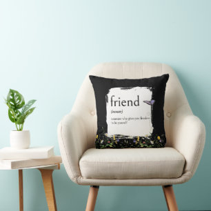 Dictionary Definition For FRIEND With Wildflowers Cushion
