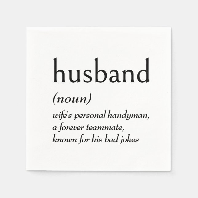 Dictionary Definition for HUSBAND Napkin (Front)