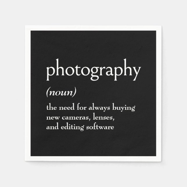 Dictionary Definition For PHOTOGRAPHY Napkin (Front)
