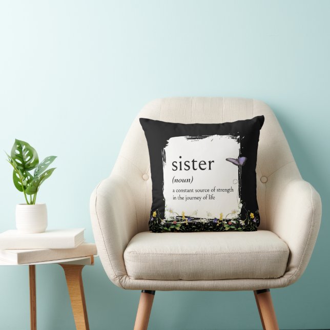 Dictionary Definition For SISTER With Wildflowers Cushion (Chair)