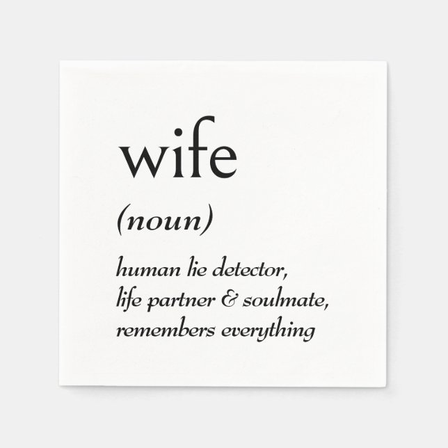 Dictionary Definition for WIFE Napkin (Front)