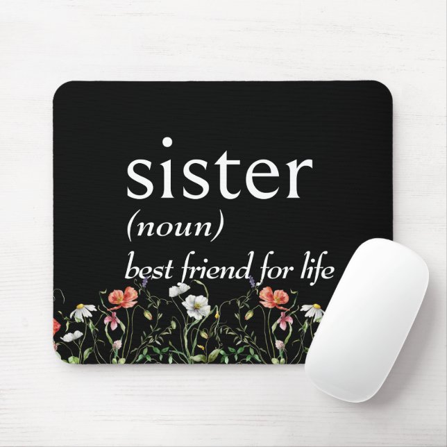 Dictionary Definition of SISTER With Wildflowers Mouse Mat (With Mouse)